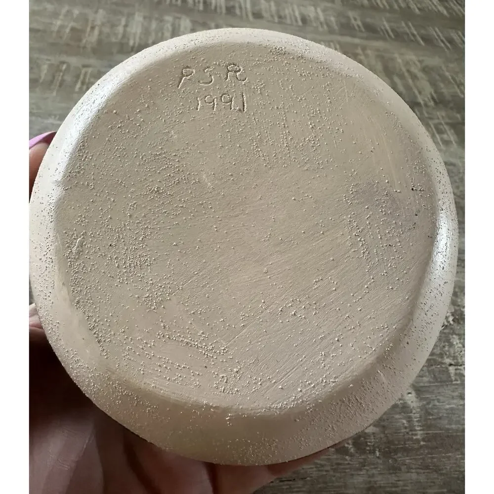 Vintage Southwest Pottery Native American Style Art Clay Round Vase Bowl